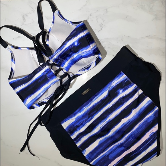 SKYE Stripped Bathing Suit Two Piece - Picture 2 of 3